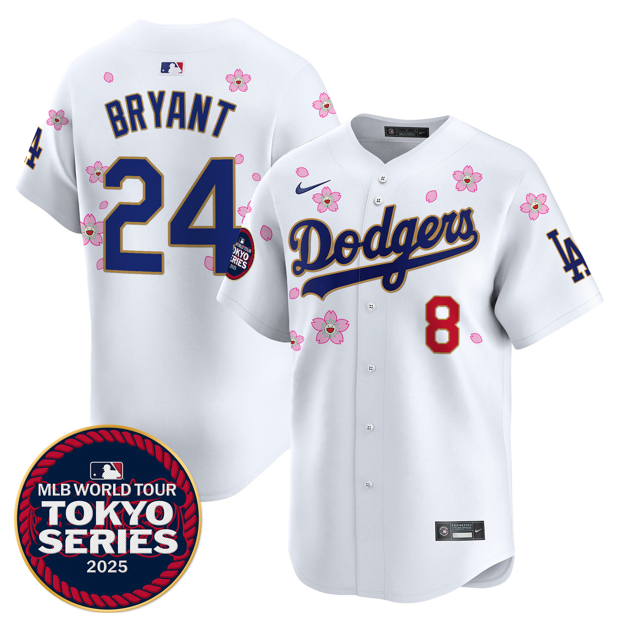 Men Los Angeles Dodgers #24 Bryant Tokyo Series white Limited Stitched 2025 Jersey style 7->los angeles dodgers->MLB Jersey